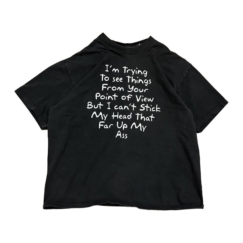 VTG Y2K Head Up My Ass Funny Text Comedy Shirt Size XL Men's 2000s Humor Tee